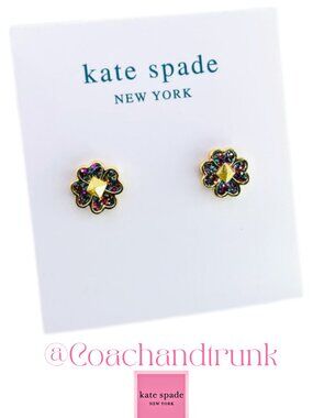 KATE SPADE Spades & Studs Glitter Enamel Stud Earrings KS Dust Bag Included NWT